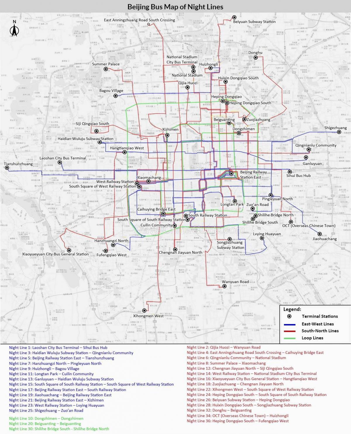 Beijing autobús mapa de rutes