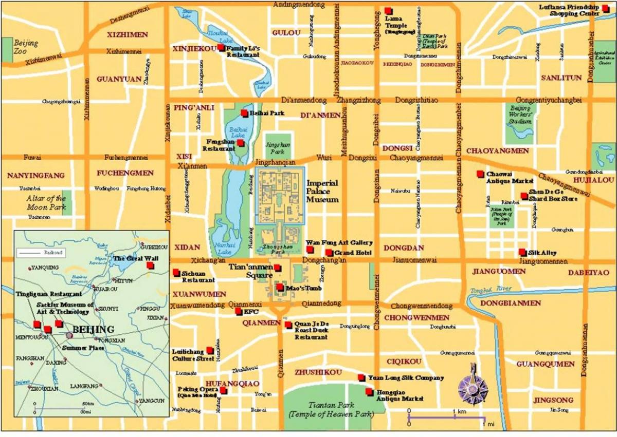 mapa turístic de la ciutat de Pequín