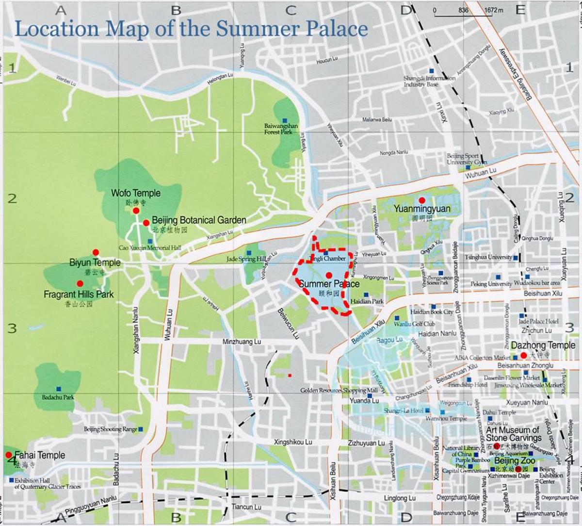 mapa del palau d'estiu a Pequín