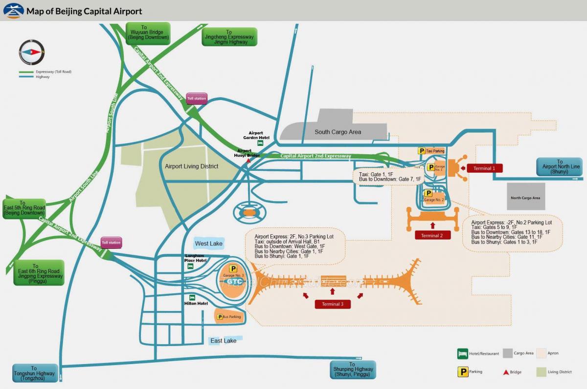 Beijing terminal de l'aeroport mapa