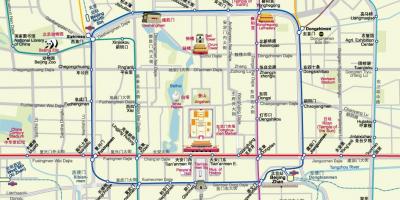 Mapa del metro de Beijing mapa amb atractius turístics