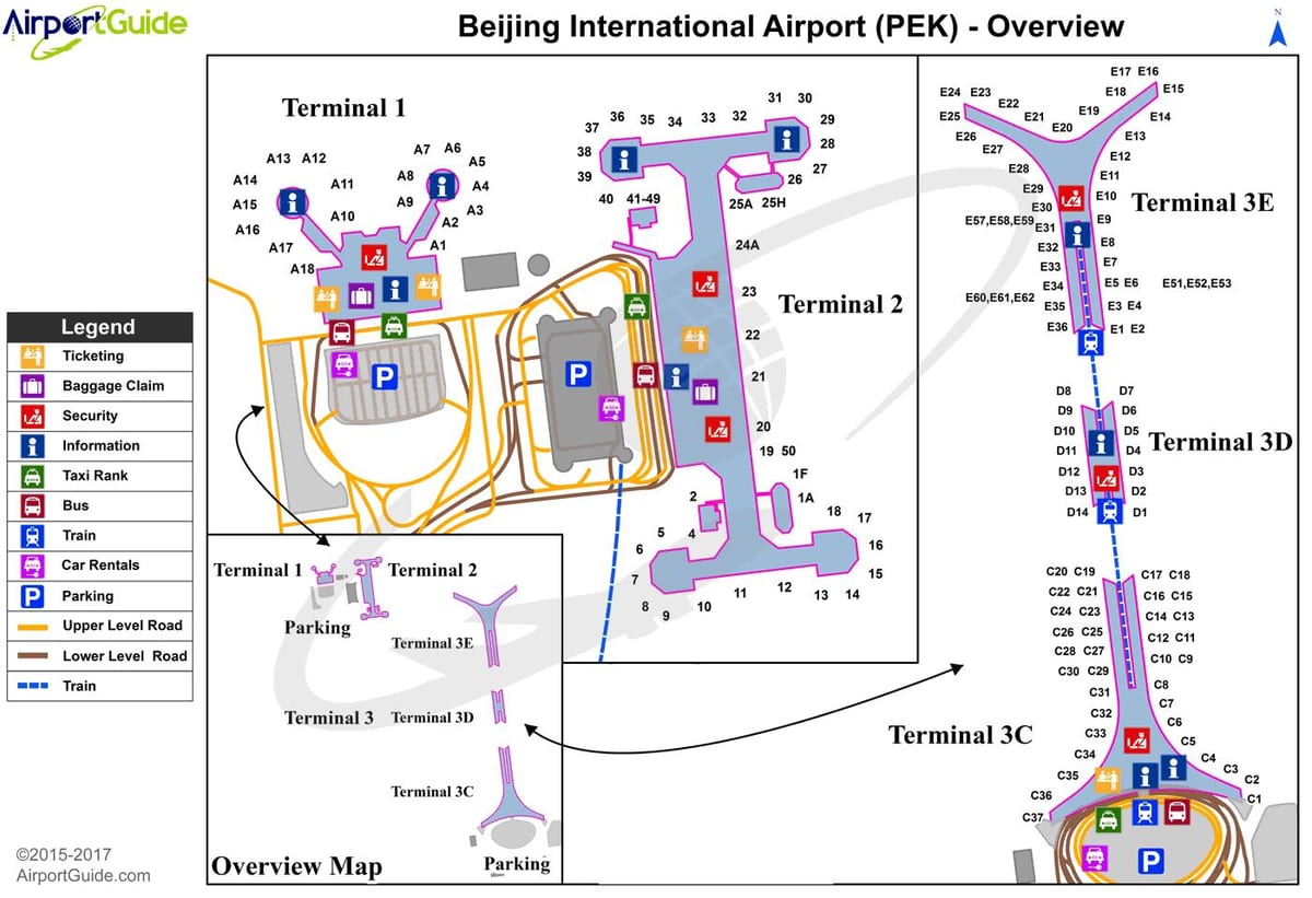 Mapa de l'aeroport de pequín